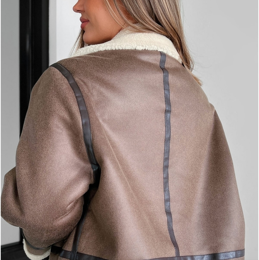 NanaMacs sharpa lined leather jacket. NWT